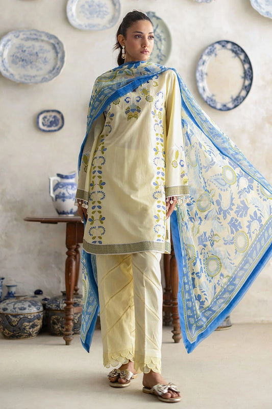 Gul Ahmed 3 Piece Embroidered Lawn Suit with Chiffon Dupatta and Borders Bm-62005