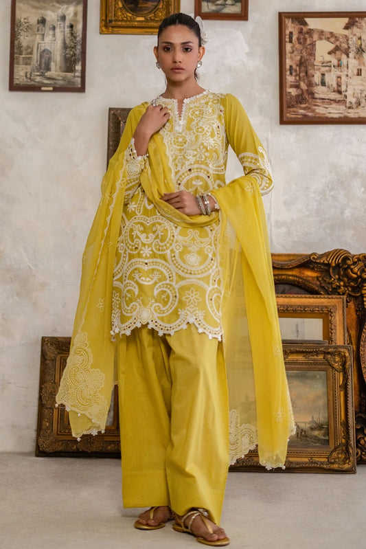 Gul Ahmed 3 Piece Embroidered Lawn Suit with Lacquer Printed Chiffon Dupatta BM-62019