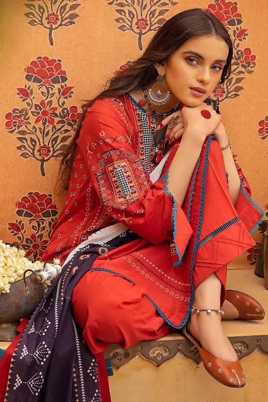 Gul Ahmed 3PC Unstitched Lacquer Cotton Printed Suit CBN-22004