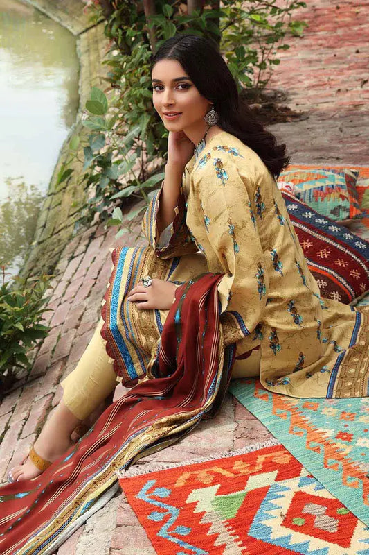 Gul Ahmed 3PC Unstitched Printed Linen Suit LT-12025 A