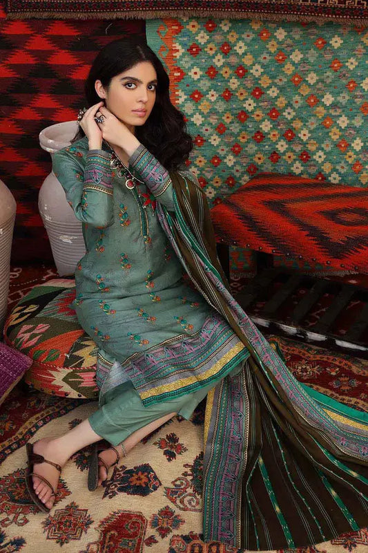 Gul Ahmed 3PC Unstitched Printed Linen Suit LT-12025 B