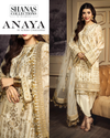 Andrea embroidered shirt with pastel chiffon dupatta displayed
Close-up of floral embroidery and lace-inspired detailing