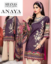 Valentina 02B embroidered suit displayed with dupatta
Contrast color embroidery and chiffon print detailing