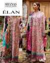 Elan lawn suit laid flat with embroidery and dupatta visible
Close-up of traditional embroidery details and fabric texture