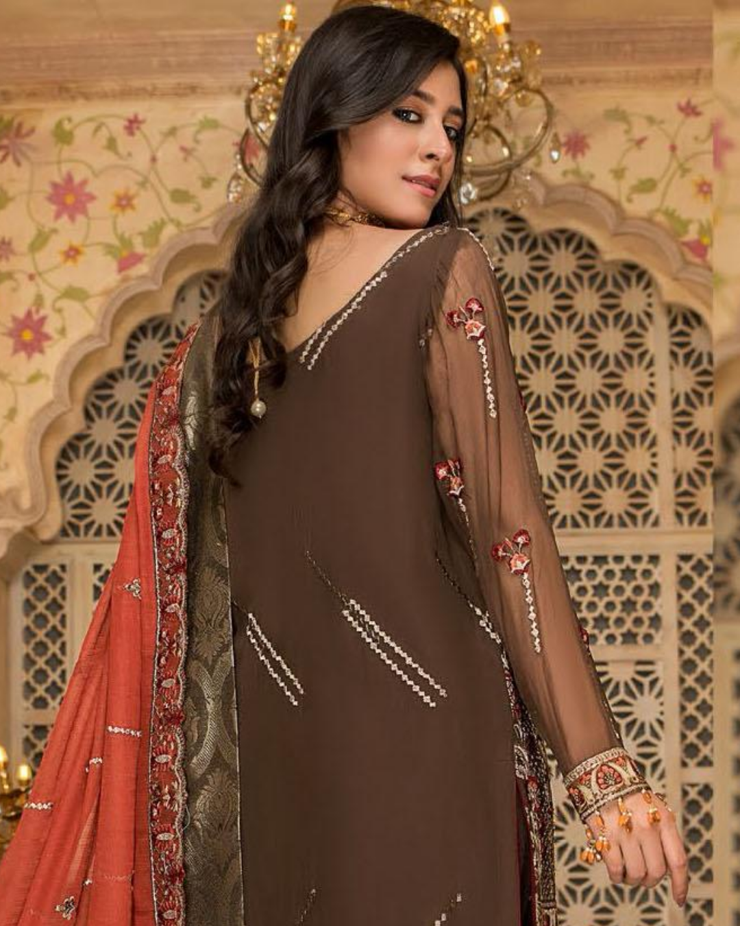 Maryam S  Embroidered Chiffon Unstitched 3 Piece Suit