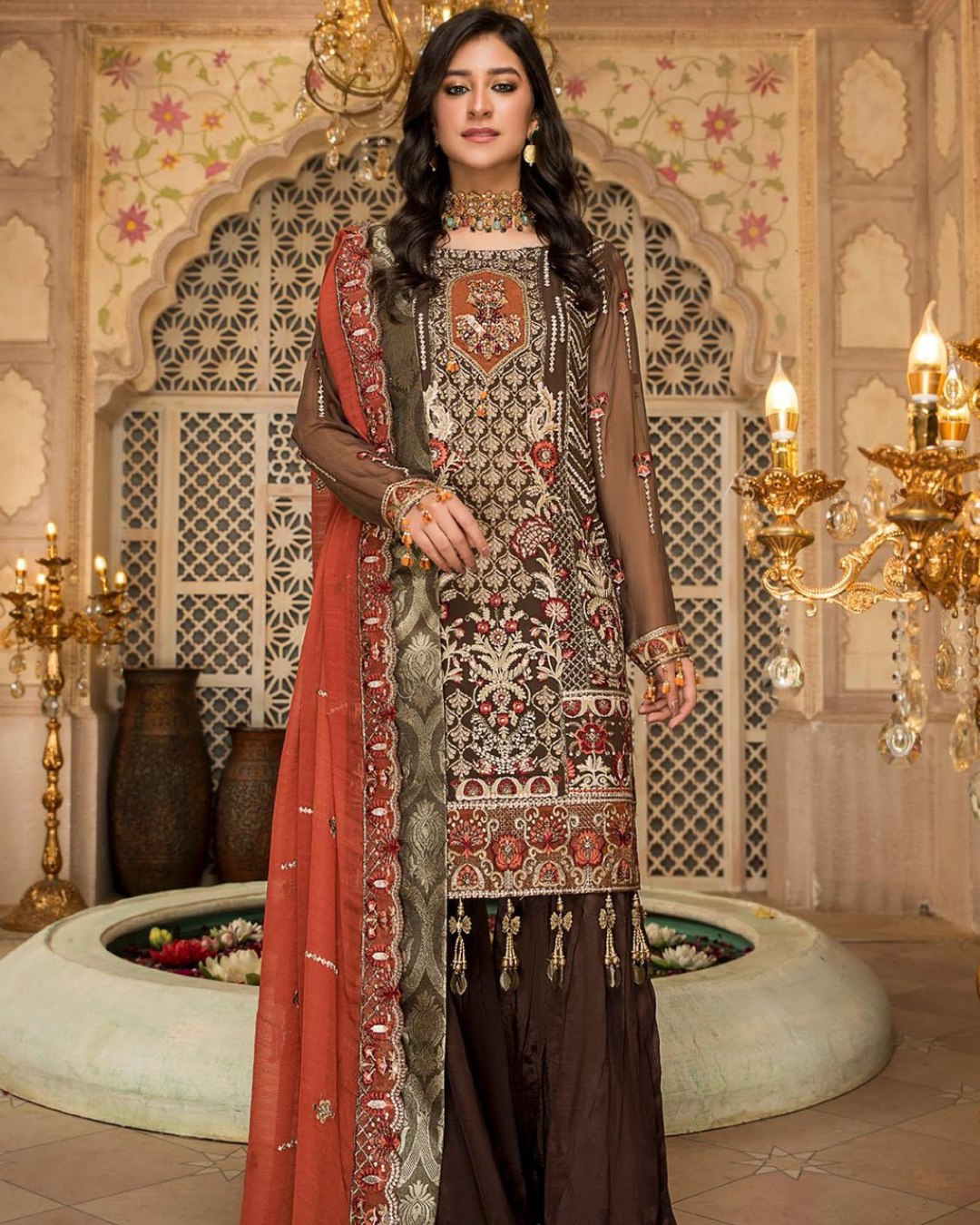 Maryam S  Embroidered Chiffon Unstitched 3 Piece Suit