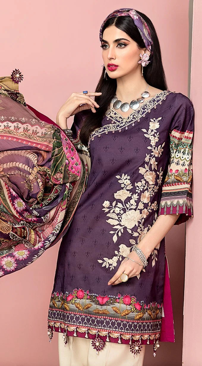 Anaya Viva Lawn 02B Valentina Embroidered Unstitched 3 Piece Suit
