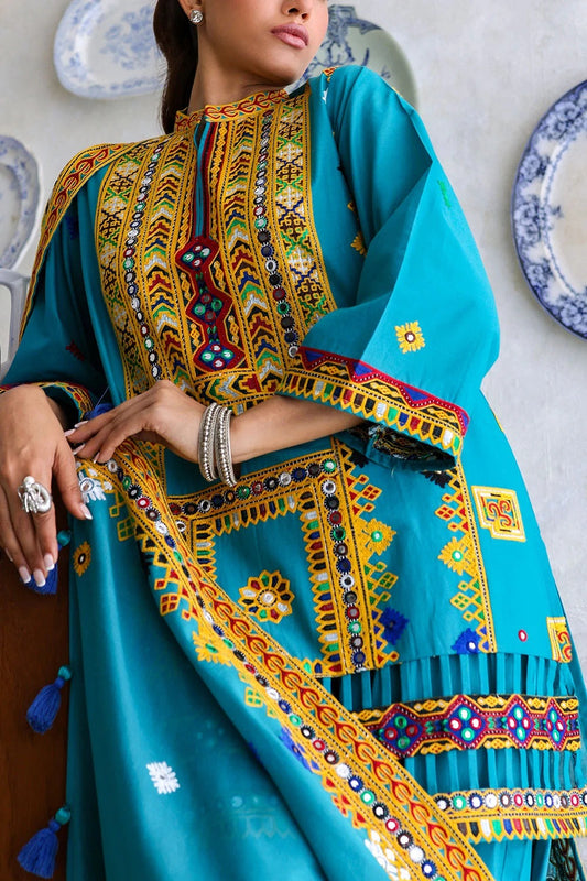 Gul Ahmed 3 Piece Embroidered Lawn Suit with Lawn Dupatta and Borders CL-52569