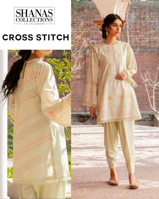 Cross Stitch Green Bud Tabeer Premium Lawn 3-piece suit in soft green with floral digital print