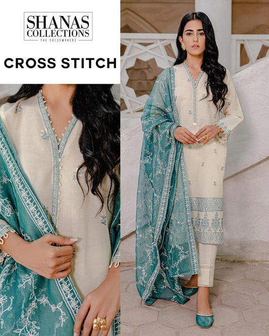 Cross Stitch Vista Irene Mahiri Embroidered Lawn Unstitched 3 Piece Suit