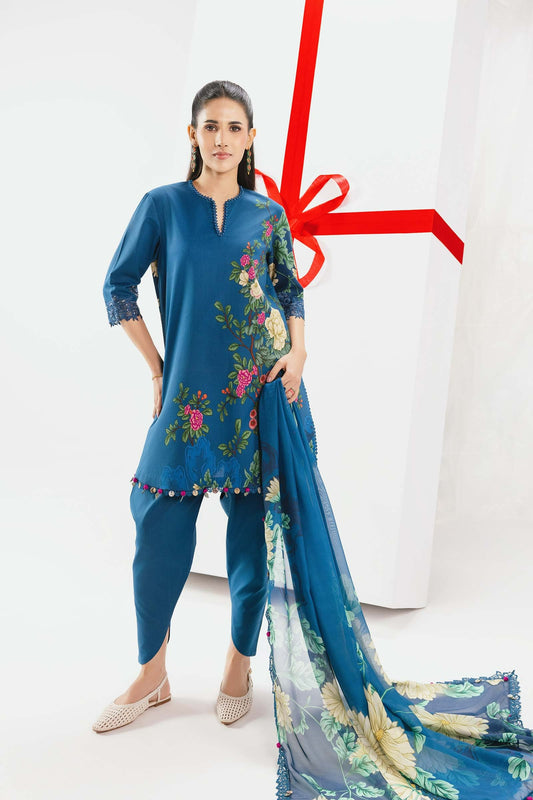 MariaB Basic 3 Pc Unstitched Embroidered Lawn Suit 12A