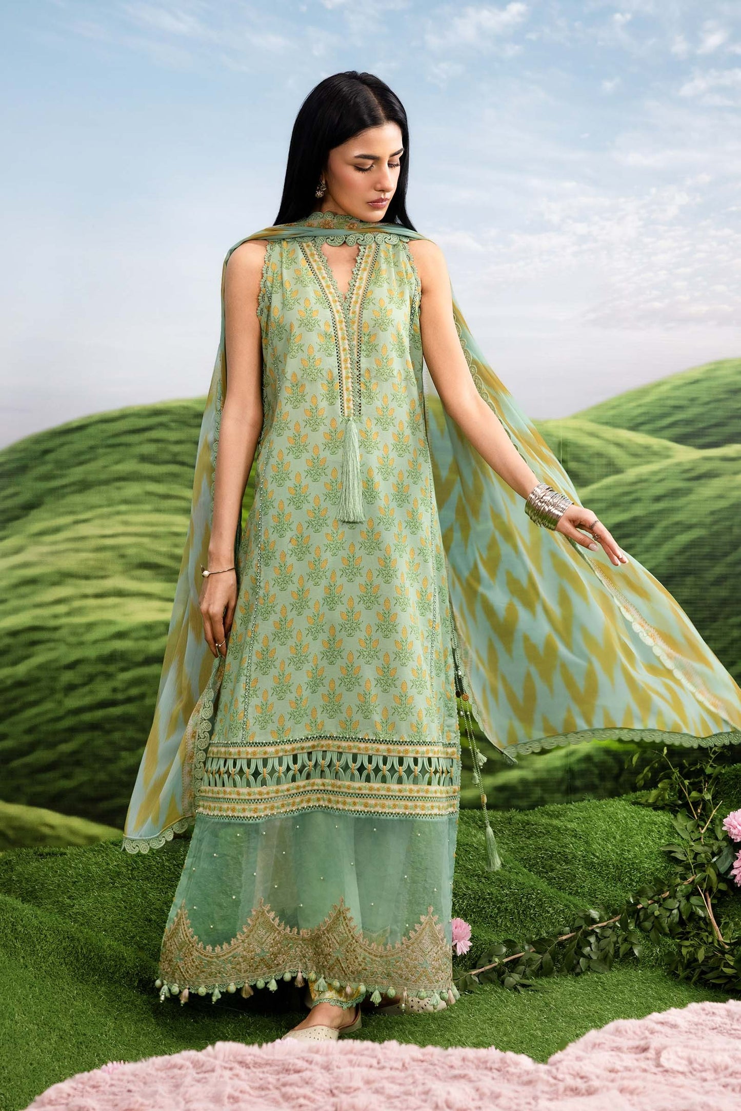 MariaB Basic 3 Pc Unstitched Embroidered Lawn Suit 12B
