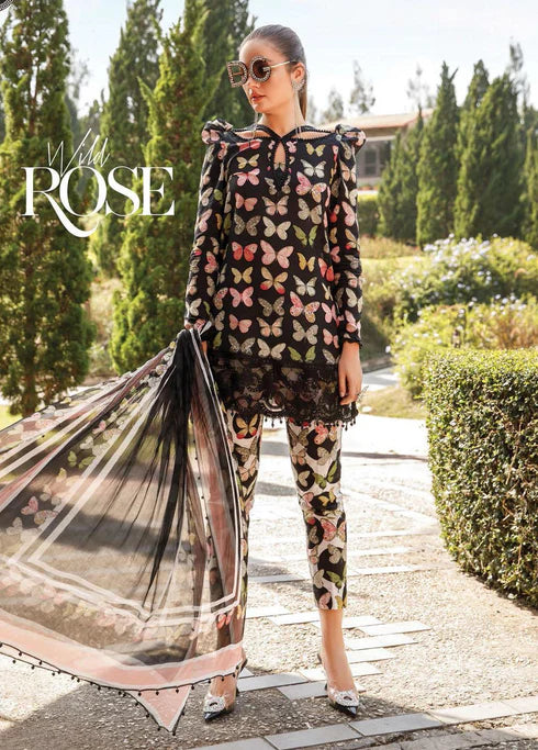 Maria.B Mprints 1-B Printed Lawn Unstitched 3 Piece Suit