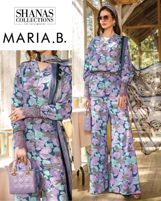 Maria.B Mprints 10-B Printed Lawn Unstitched 3 Piece Suit