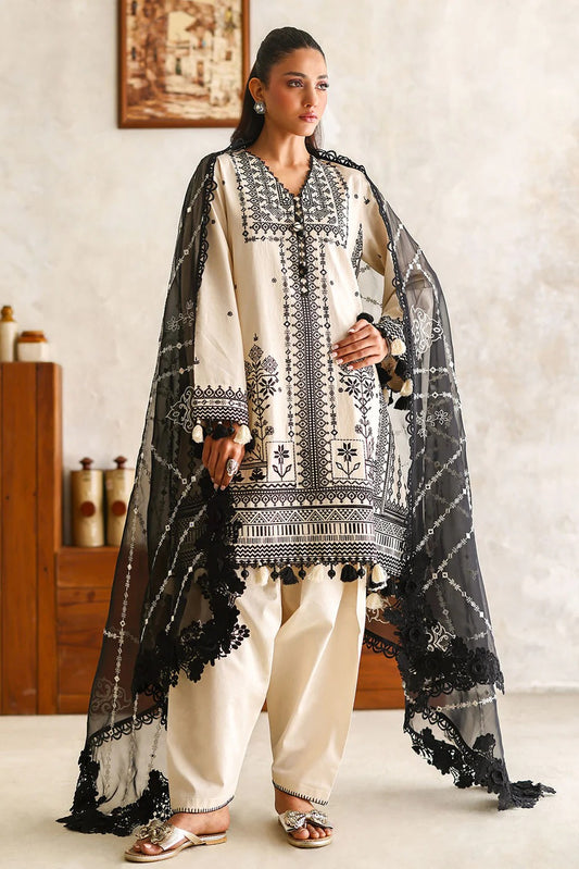 Gul Ahmed 3 Piece Embroidered Lawn Suit with Organza Dupatta and Borders PM-62055